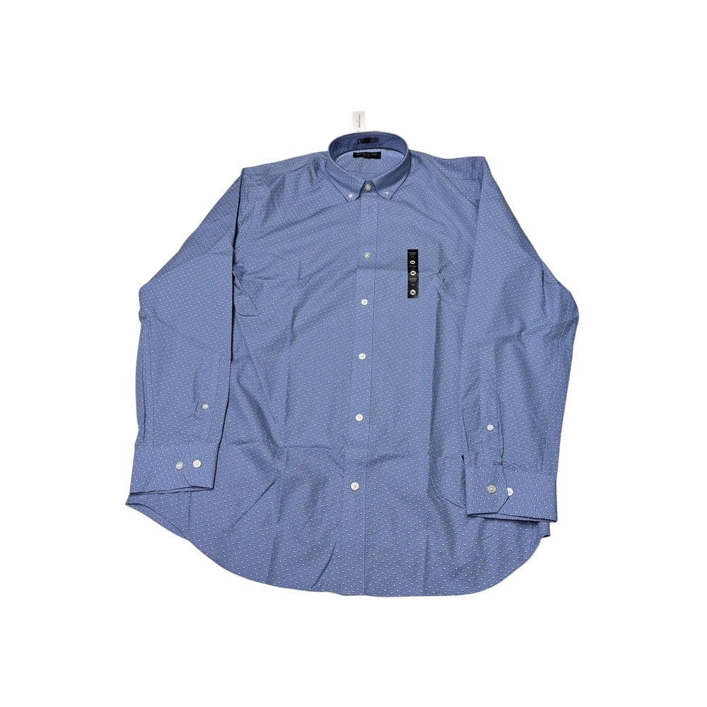 NWT Banana Republic Factory Mens XL Slim Fit Non-Iron Blue Diamond Print Shirt